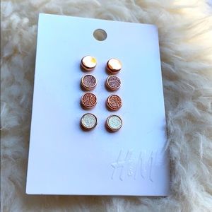 NWT H&M earrings pack, rose gold druzy style